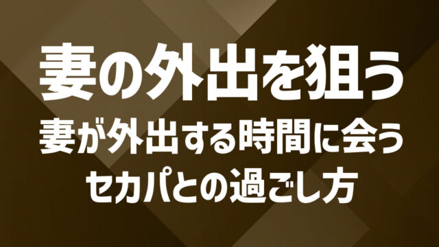 妻が外出する時間に会う、セカンドパートナーとの過ごし方